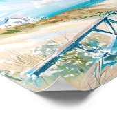 Poster paysage de plage illustration aquarelle style (Coin)