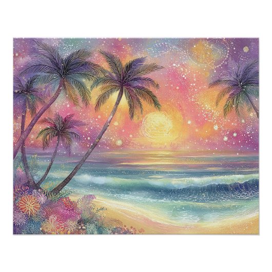 Poster Paysage de plage tropical de rêve (Devant)