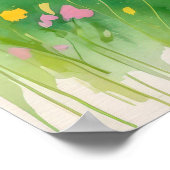 Poster Paysage de prairie aquarelle avec collines et arbr (Coin)