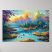 Poster Paysage de printemps aquarelle (Devant)