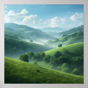 Poster Paysage de rêve de la vallée verte