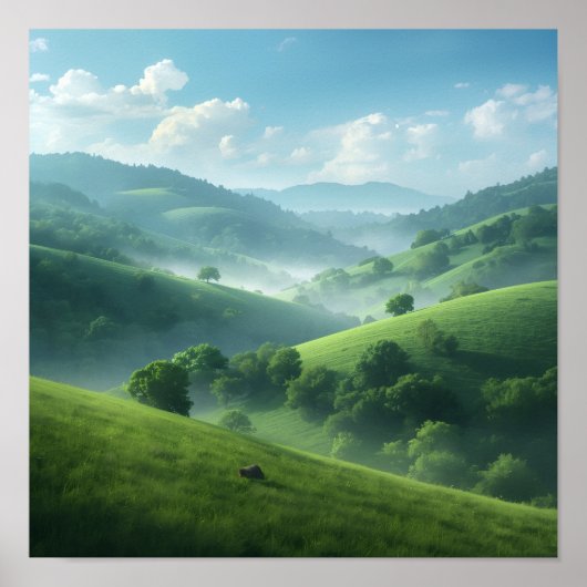 Poster Paysage de rêve de la vallée verte (Devant)