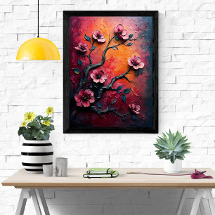 Poster Paysage de rêve florissant - Floral Abstrait