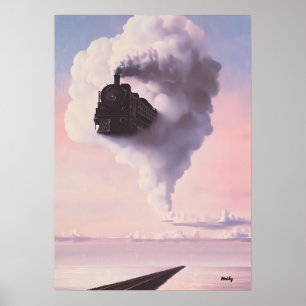 Poster Paysage de rêve surréaliste - Train émergeant du n