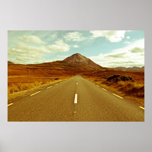Poster paysage de route vers les montagnes d'Errigal (Devant)