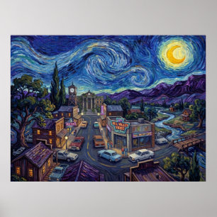 Poster Paysage de science-fiction de la nuit étoilée de H