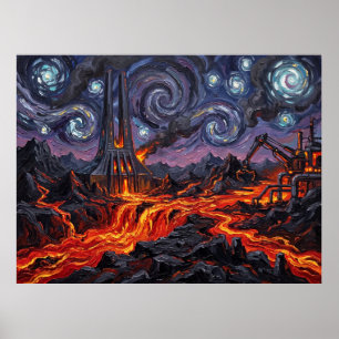 Poster Paysage de science-fiction de Mustafar sous les ét
