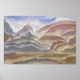 Poster Paysage de Sienna Ridges Watercolor Imprimer