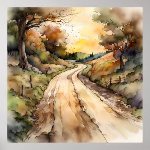 Poster Paysage de Sunset Country Road