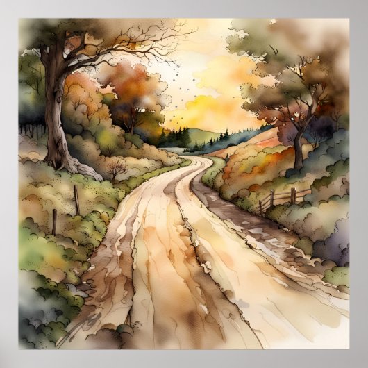 Poster Paysage de Sunset Country Road (Devant)
