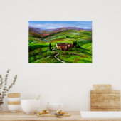 POSTER PAYSAGE DE TOSCANE AVEC COLLINES VERTES (Cuisine)