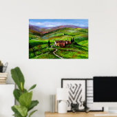 POSTER PAYSAGE DE TOSCANE AVEC COLLINES VERTES (Bureau à domicile)