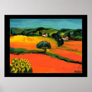 POSTER PAYSAGE DE TOSCANE AVEC TOURNESOLS