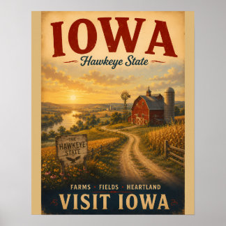 Poster Paysage de voyage de la ferme du cœur de l'Iowa vi