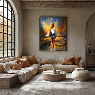 Poster Paysage de voyage impressionniste – Départ doré
