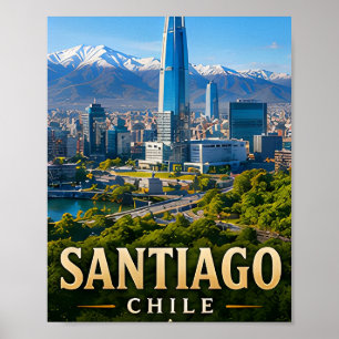 Poster Paysage des Andes de Santiago et Élégance Chilienn