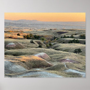 Poster Paysage des Badlands Sunset Dakota