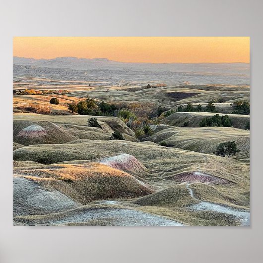 Poster Paysage des Badlands Sunset Dakota (Devant)