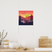 Poster Paysage des montagnes cramoisies (Cuisine)