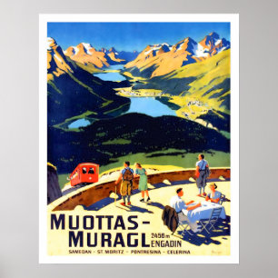 Poster paysage des montagnes de Muottas Muragl, Suisse