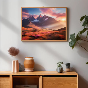 Poster Paysage des montagnes et des rivières