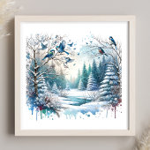 Poster Paysage des neiges de la forêt d'hiver