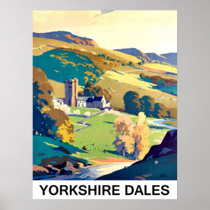 Poster paysage des Yorkshire Dales, voyage vintage