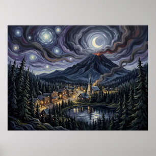 Poster Paysage désastreux de la nuit étoilée de Dante's P