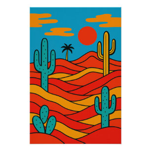 Poster Paysage Désertique Abstrait Géométrique