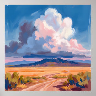 Poster Paysage Désertique avec Mur d'Art Ciel Vibrant
