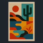 Poster Paysage Désertique Géométrique Vibrant<br><div class="desc">Minimalisme pop et couleurs tranchées donnent vie à ce désert graphique,  où les cactus turquoise,  les palmiers noirs et un soleil rouge éclatant se détachent d’un ciel cyan vif. Cette affiche au contour net évoque les codes du dessin vectoriel et apporte une touche rétro fun à toute pièce.</div>