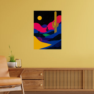 Poster Paysage désertique vibrant la nuit