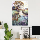 Poster Paysage d'été aquarelle (Bureau à domicile)
