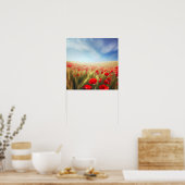 Poster Paysage d'été, champ de blé avec des pavots (Cuisine)