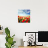Poster Paysage d'été, champ de blé avec des pavots (Bureau à domicile)