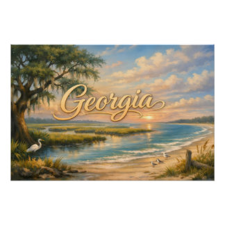 Poster Paysage d'été de la plage de Géorgie avec des oise