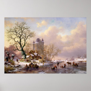 Poster Paysage d'hiver avec château
