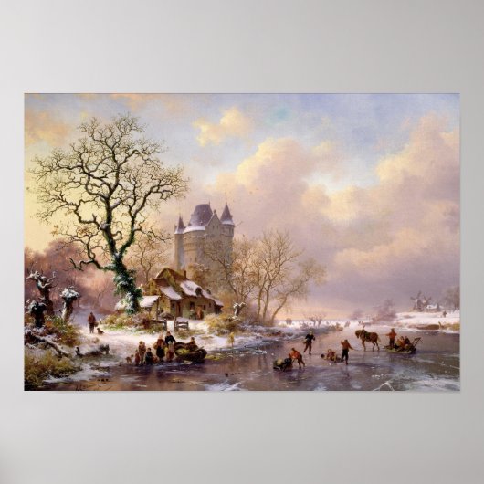 Poster Paysage d'hiver avec château (Devant)