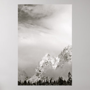 POSTER PAYSAGE D'HIVER NOIR ET BLANC