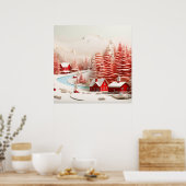 Poster Paysage d'hiver scandinave en 3D (Cuisine)