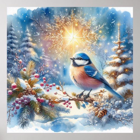 Poster Paysage d'oiseaux et d'hiver 10 (Devant)