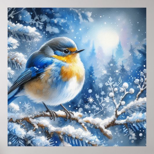 Poster Paysage d'oiseaux et d'hiver 20 (Devant)