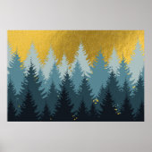 Poster Paysage doré d'arbres forestiers (Devant)