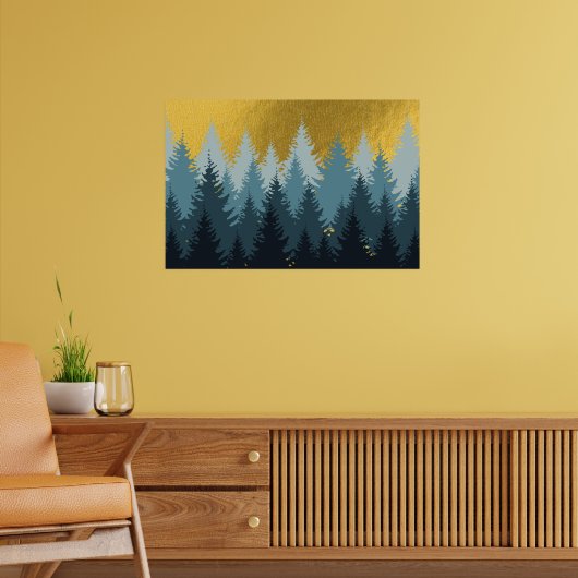 Poster Paysage doré d'arbres forestiers (Salon 2)