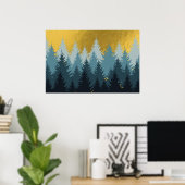 Poster Paysage doré d'arbres forestiers (Bureau à domicile)