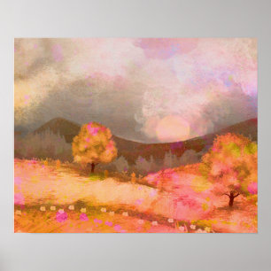 Poster Paysage Dreamy Rose Orange