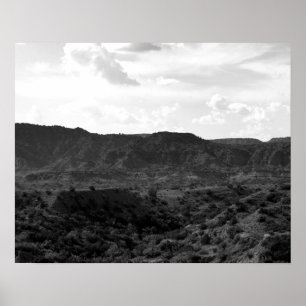 Poster Paysage du canyon Caprock noir et blanc 16x20