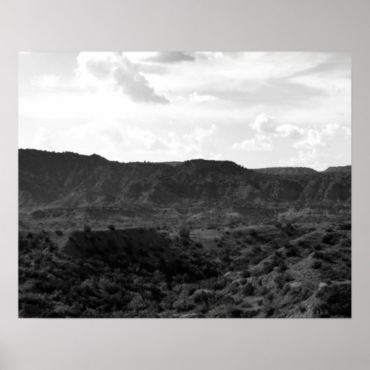 Poster Paysage du canyon Caprock noir et blanc 16x20 (Devant)