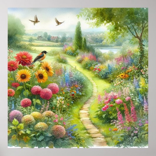 Poster Paysage du chemin de jardin 3 (Devant)