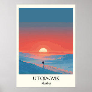 Poster Paysage du coucher de soleil arctique Utqiagvik Al